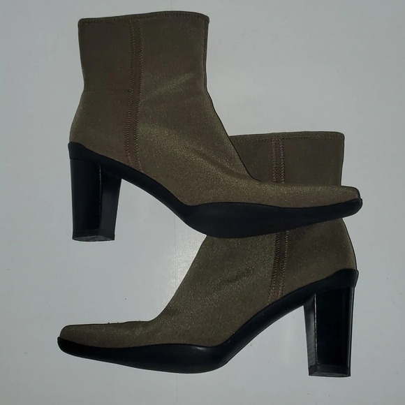 Apostrophe Womens Ankle Boot Heels Size 10M Beige Fabric Pointed Toe 'Naomi' - Picture 12 of 15